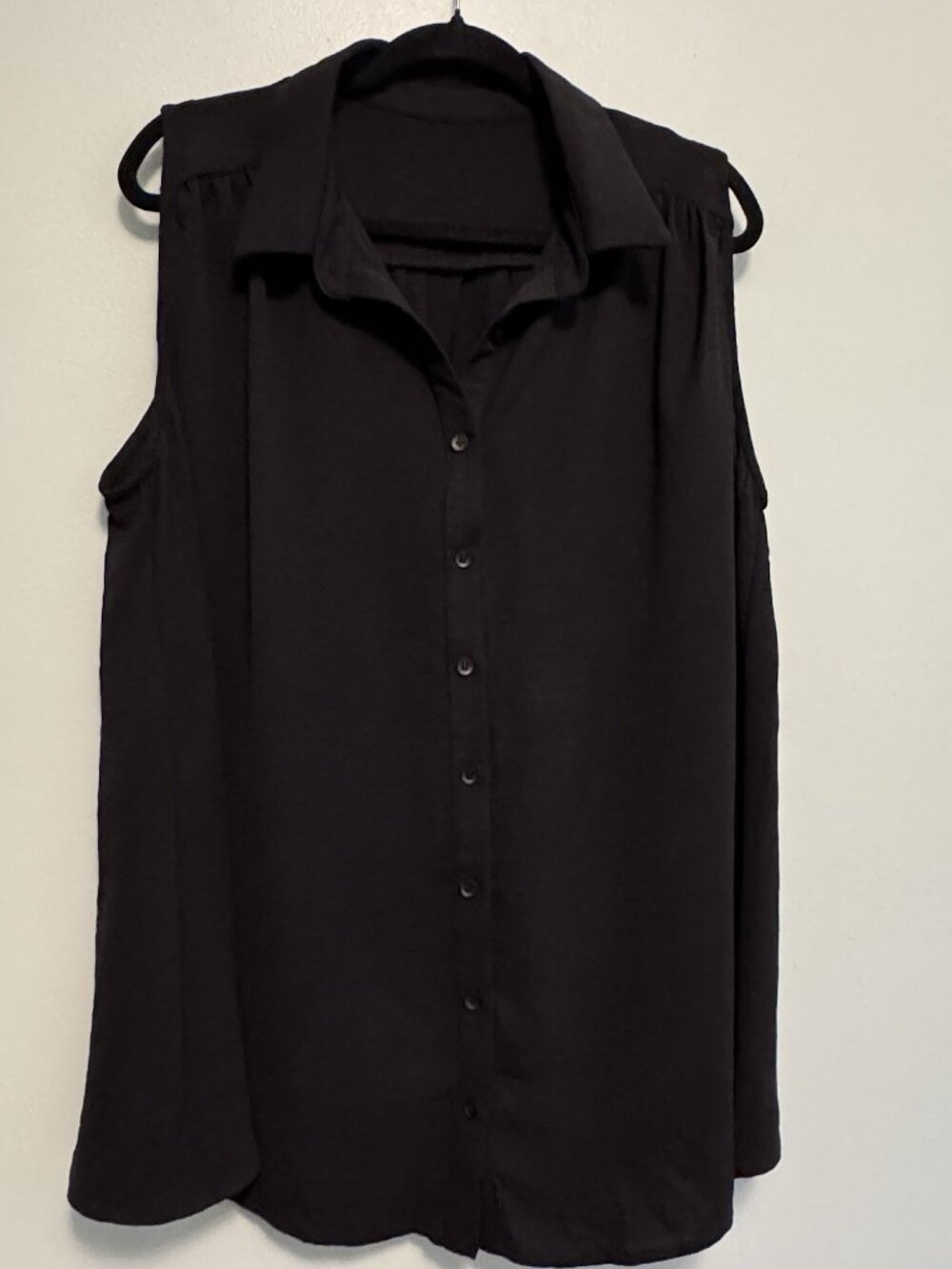 Black Sleeveless Button-Down Blouse – Collared | Size 2X - HS0361